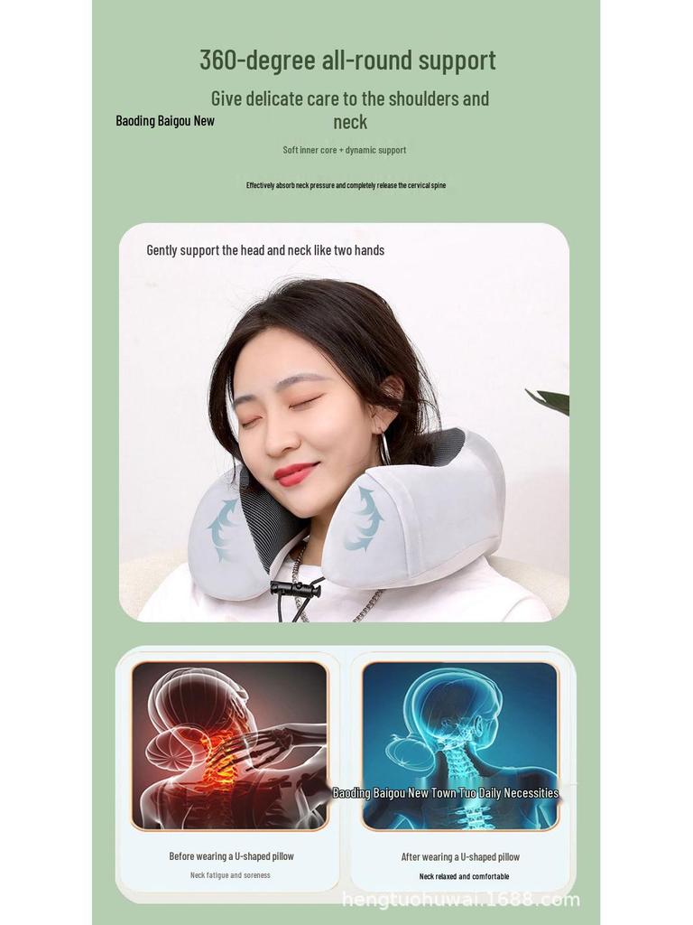 U-förmiges Nackenkissen aus Eisseide und Memory-Schaum: Anpassbare, Langsame Rückfederung, Tragbare Kopfstütze für Nickerchen im Büro und Reisen