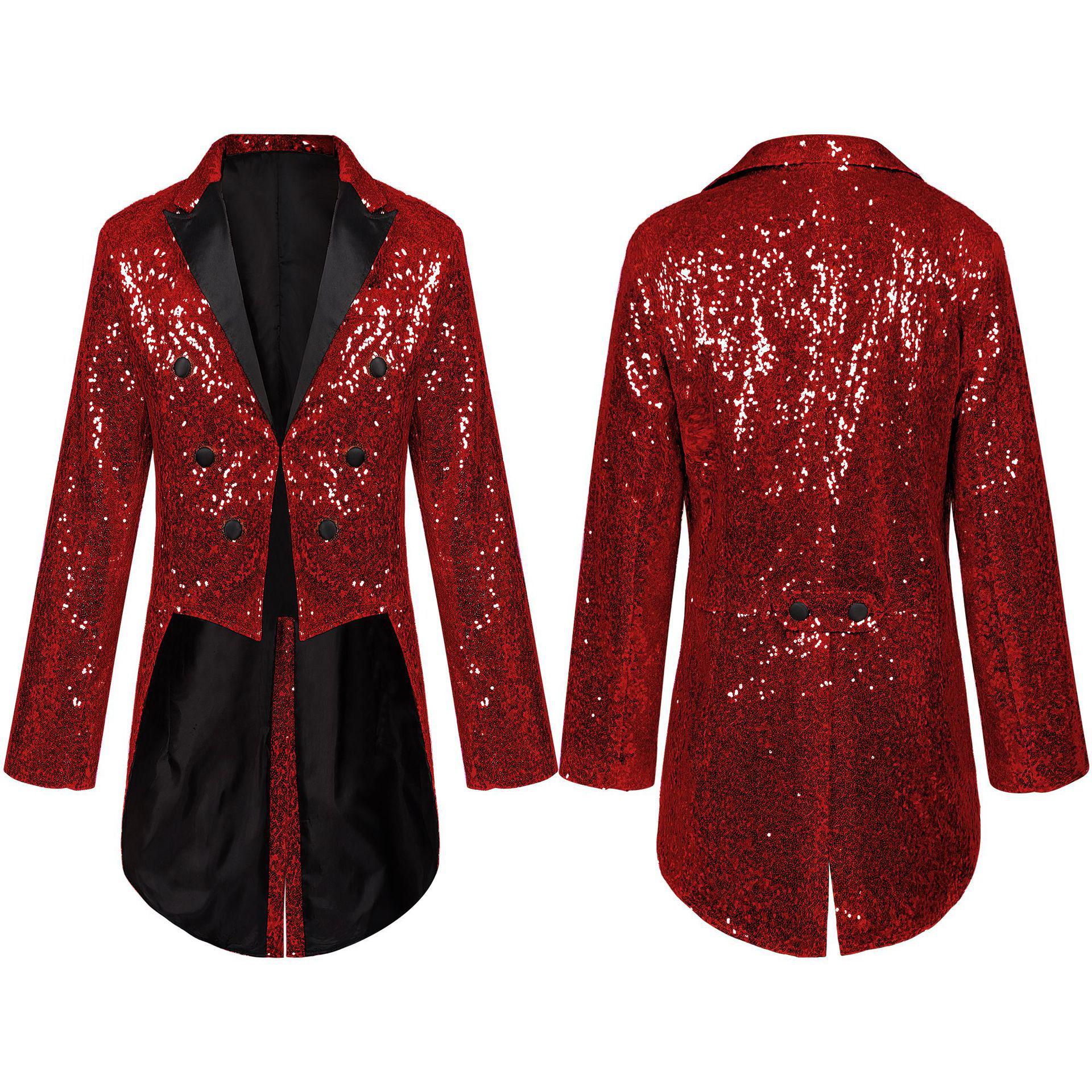 

Men s Sequined Tailcoat Suit for Banquet, Performance, or Nightclub 2XL