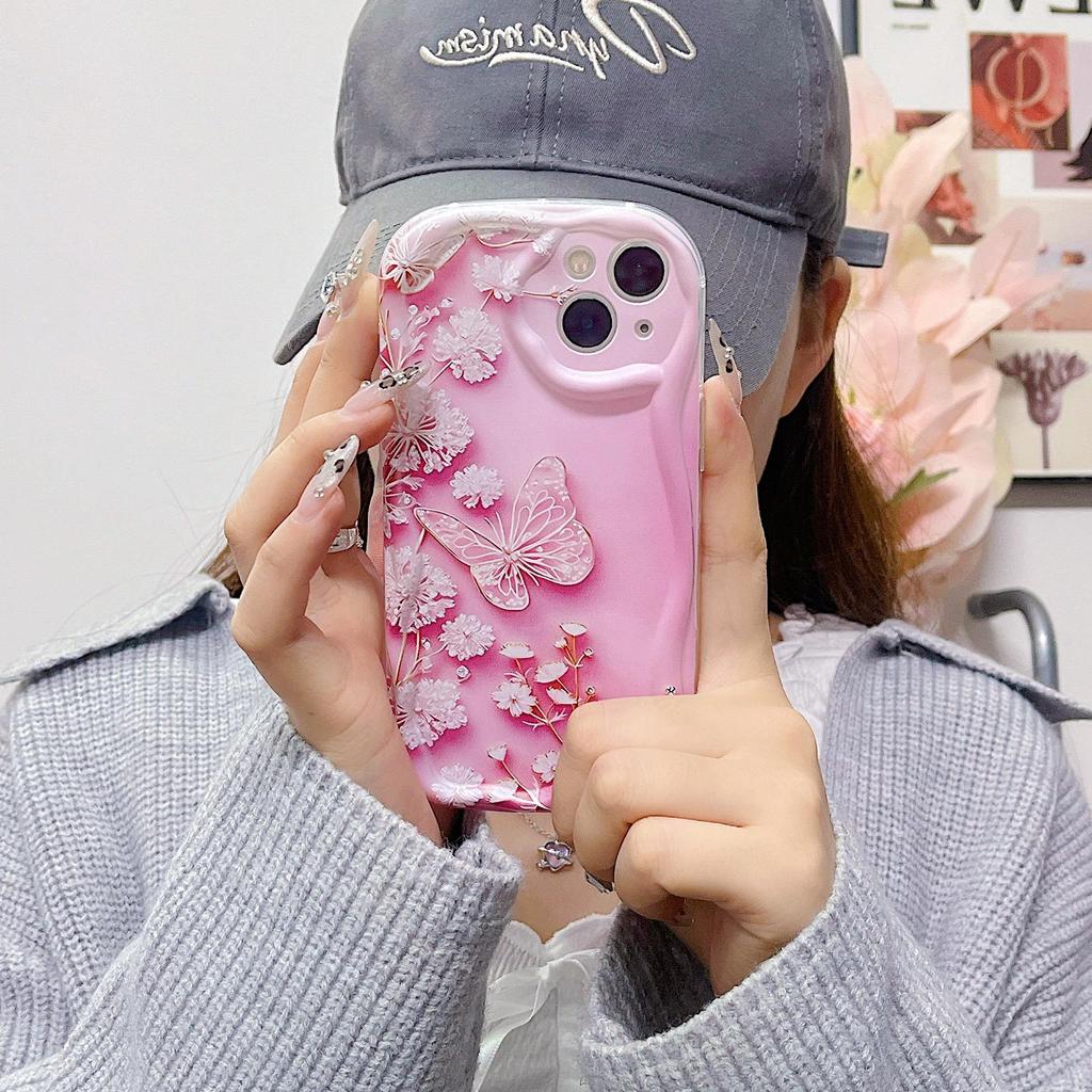 Silicone Case for Xiaomi Redmi Note 14 13 Samsung A56 A26 A36 Oppo A3 A5 Pro Tecno Spark 30C Funda Cartoon Butterfly Flowers Cover Soft TPU Bumper