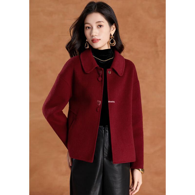 Women's Elegant Sheep Wool Blend Double-Faced Coat
