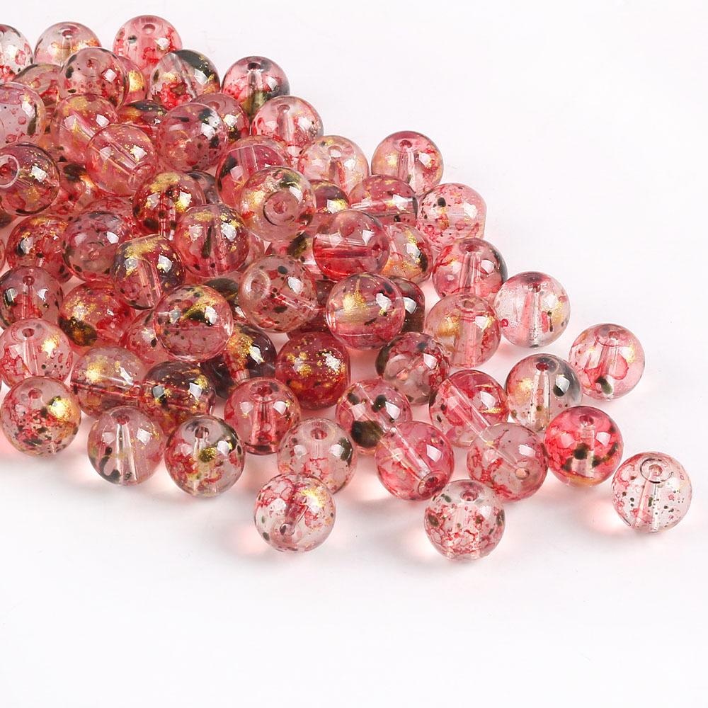 

Glass Gold Powder Round Beads Ice Transparent Ink Smudged Glass Beads Diy Necklace Bracelet Jewelry Loose Bead Accessories 10Mm 20 pcs