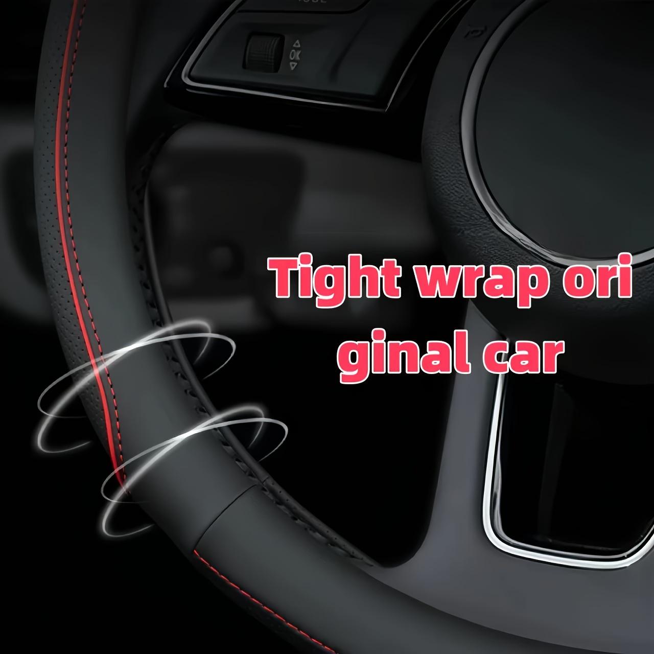 Premium Nappa Steering Wheel Cover - Breathable, Sweat-Absorbent, Non-Slip Grip, Suitable for All Seasons O type красный
