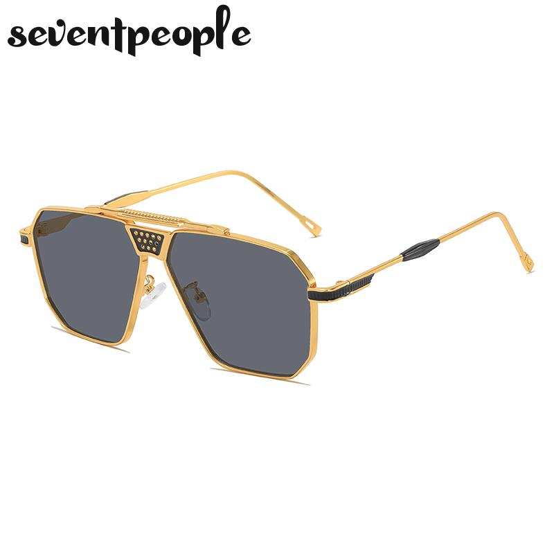 

Vintage Oversized Square Sunglasses Men Luxury Brand Trendy Steampunk Driving Sun Glasses Retro Metal Frame Shades For Male