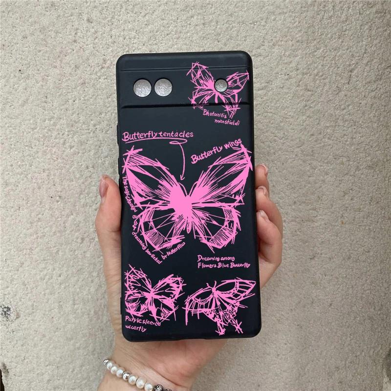 

For Google Pixel 8 Pro Case Sketch Lines Butterfly Silicone Rubber Protector TPU Case Google Pixel 8 Pro 8A 7A 7 6A 6 Pro Cover Pixel 8A