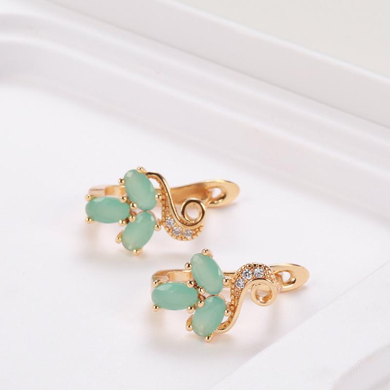 Kinel Green Stone Kolczyki angielskie w kolorze różowego złota dla kobiet