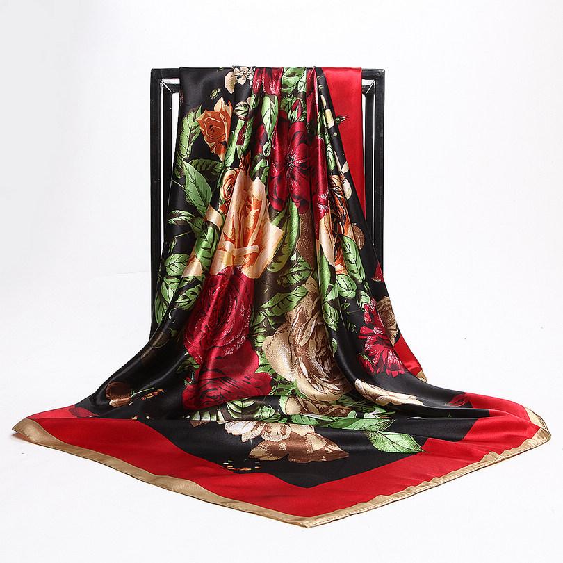[BYSIFA] China Style Blue White Silk Scarf Cape  New Design Ladies Muslim Head Scarf Printed Fashion Accessories Satin Scarf