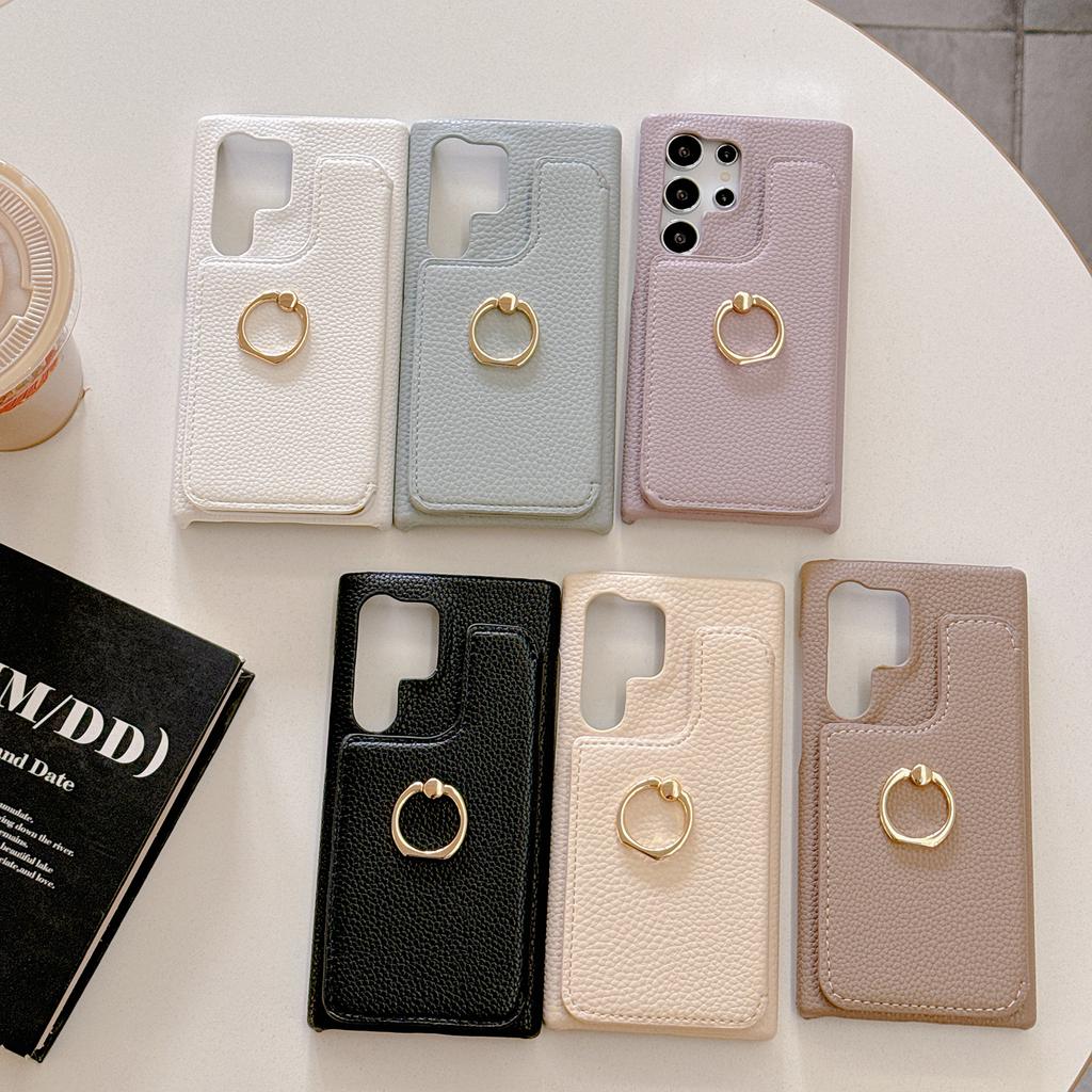 Mirror Cards Solt Leather Wallet Bag Ring Holder Case For Samsung Galaxy S24 Ultra S23 Plus S22 S21 A34 A35 A55 A15 A24 Cover