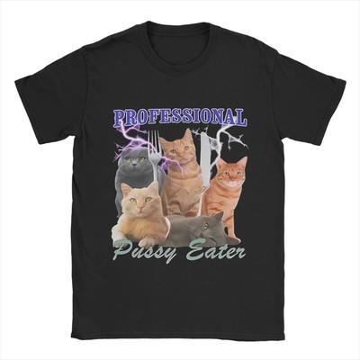 Herren Pussy Cat T-Shirts 100% Baumwollkleidung Vintage Kurzarm Rundhals T-Shirts Original T-Shirt