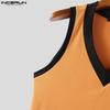 INCERUN Men V Neck Sleeveless Stitching Casual Slim Tank Tops Undershirts