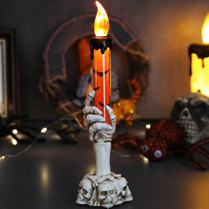 Halloween LED Candle Light Specters Hand Decoration Safe Flameless Design For Scary Party Decors Battery Operated
