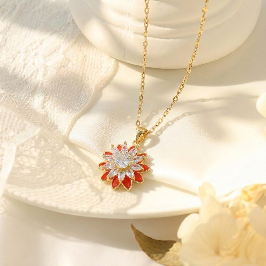 Light Luxury Women's Titanium Steel Floral Clavicle Necklace Set