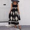 Women's Square Neck Sleeveless Maxi Dress Loose Fit High Waist Gentle Floral Print Summer Beach Vacation Flowy Boho Sundress