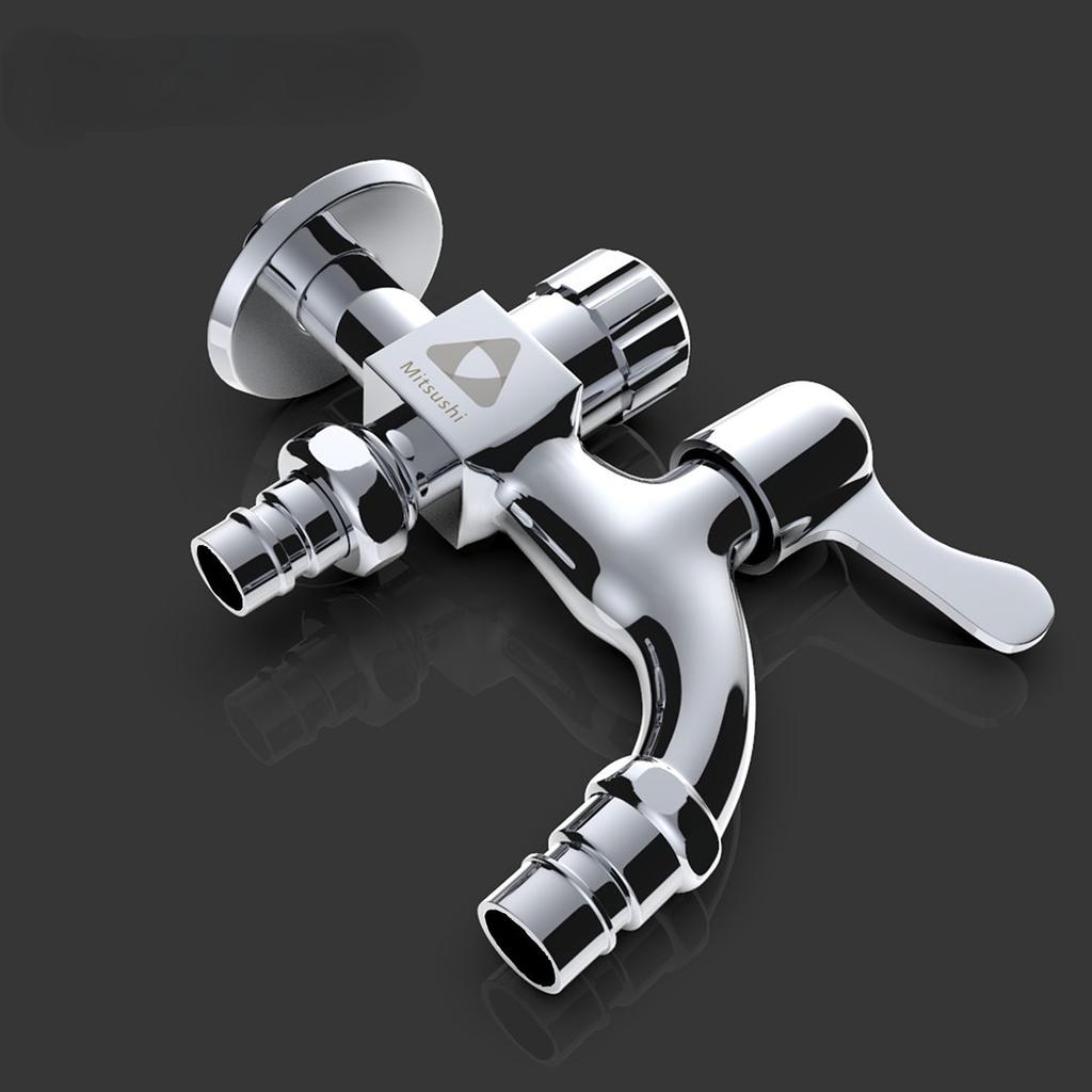 Robinet Double Sortie Eau Acier Inoxydable Interrupteur Eau Robinet Unique Entrée Deux Sorties Robinet pour Bassin de Lavage Robinet Double Eau Machine à Laver Double Eau