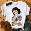 MINISO Kawaii Principesse Disney Grafica Stampata Magliette da Donna Harajuku Streetwear Hip Hop Casual Girocollo Manica Corta Magliette Top