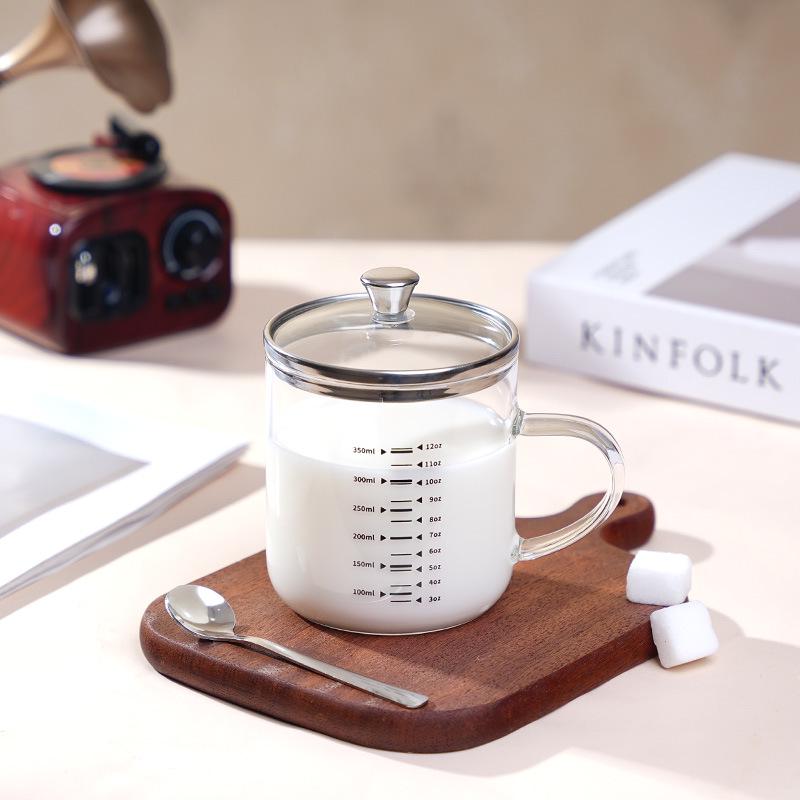 Microwaveable Graduated Borosilicate Glass Milk & Water Cup for Women
