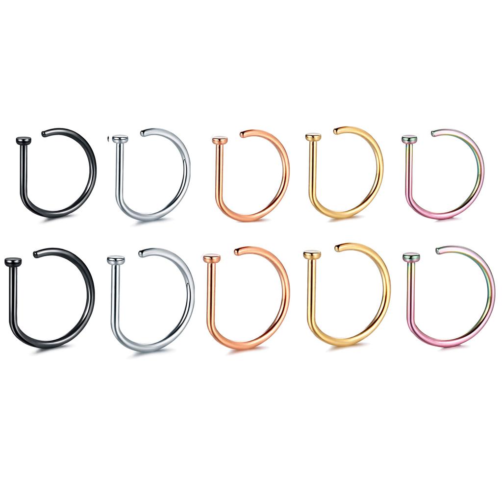 Fake Nose Ring Hoop Lip Labret Ring for Women Non Pierce Hoop Nose Ring Septum Hoop Ring Tragus Rook Ring Non Piercing Jewelry