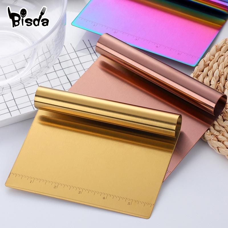 Multi-Purpose Stainless Steel Beveled Scraper and Rolling Board Tool