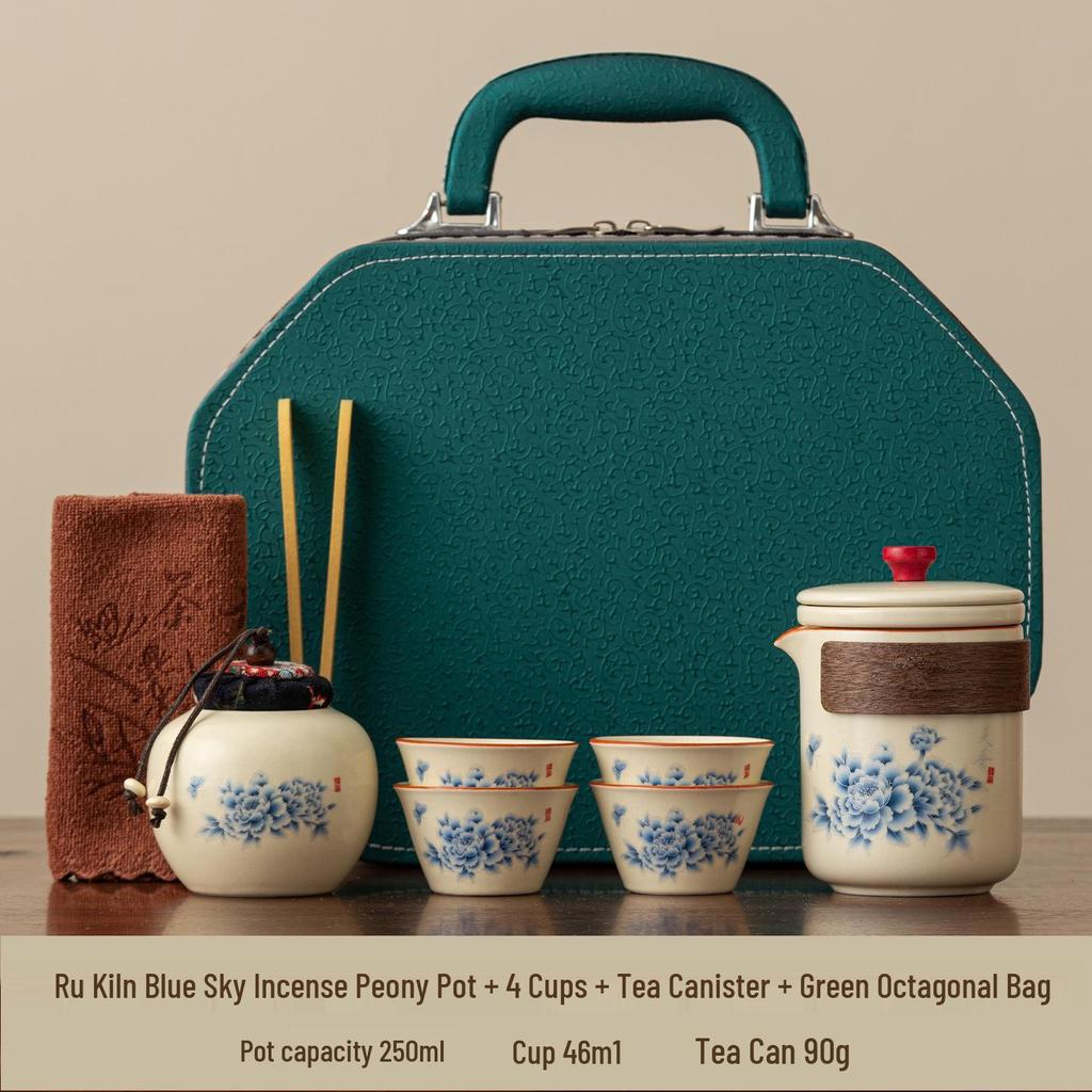 Elegant Travel Tea Set: Ru Kiln Ceramic Teapot & Cups for Business Customization