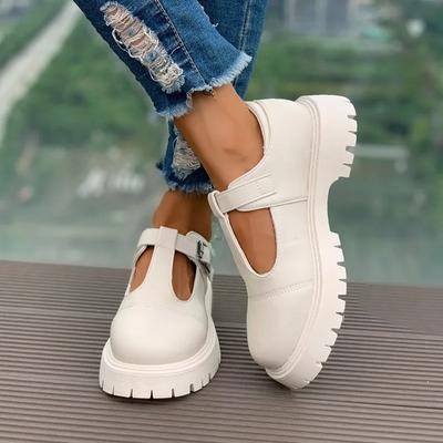 Fashion Shoes for Women 2024 Fashion One-word Buckle Women's Pumps Round Toe Solid Mid Heel Water Proof Work Profession Daily Pumps