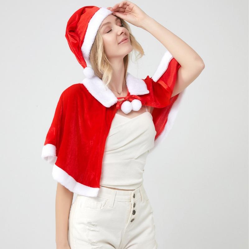 Christmas Dress Up, Women's, Adult Children's Hooded Shawl, Cape Golden Velvet, Shawl Cape Clothing