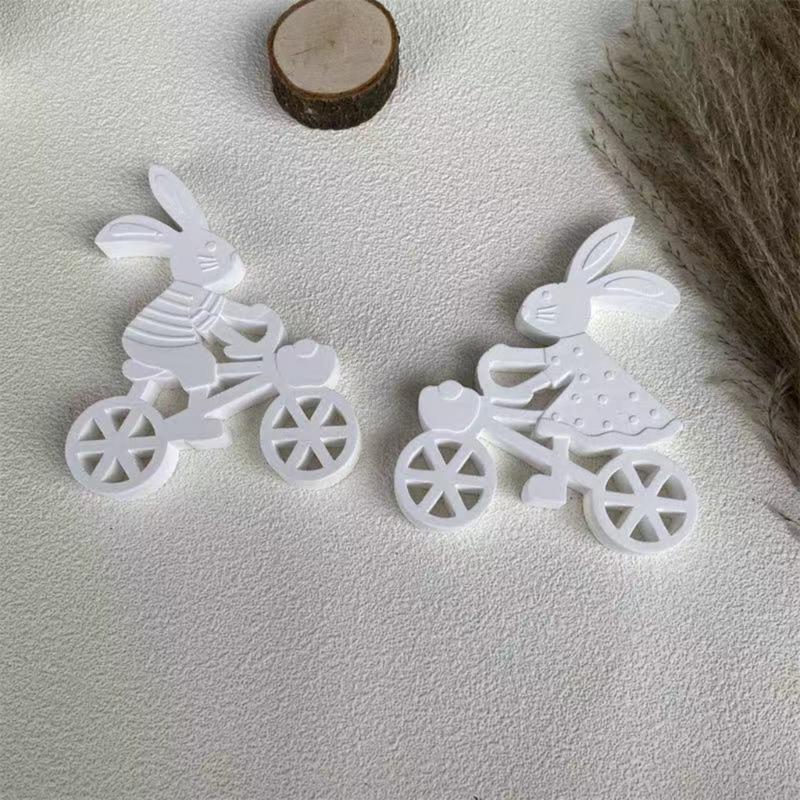 Silikonformen Hasenkerzenformen Handgemachte DIY Seife Backformen Radfahrender Hase Harzgussformen zur Kerzenherstellung