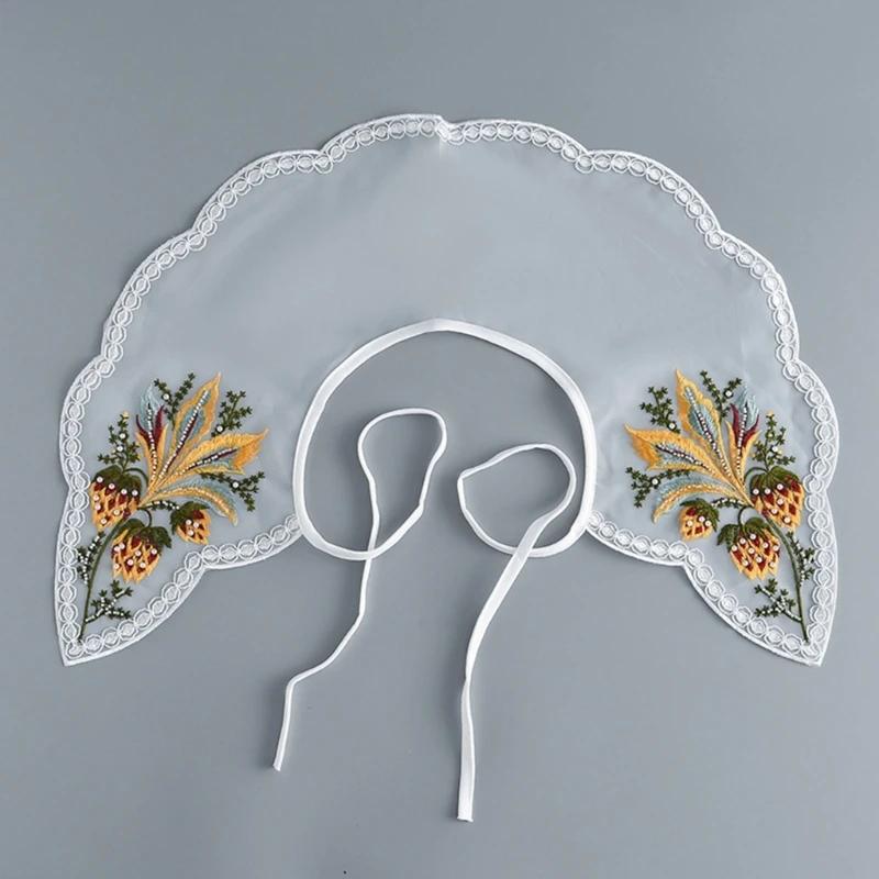Embroidered False Collar for Women Teens Girls Elegant Detachable Faux Collar Blouse Collar Fashion Clothing Accessories