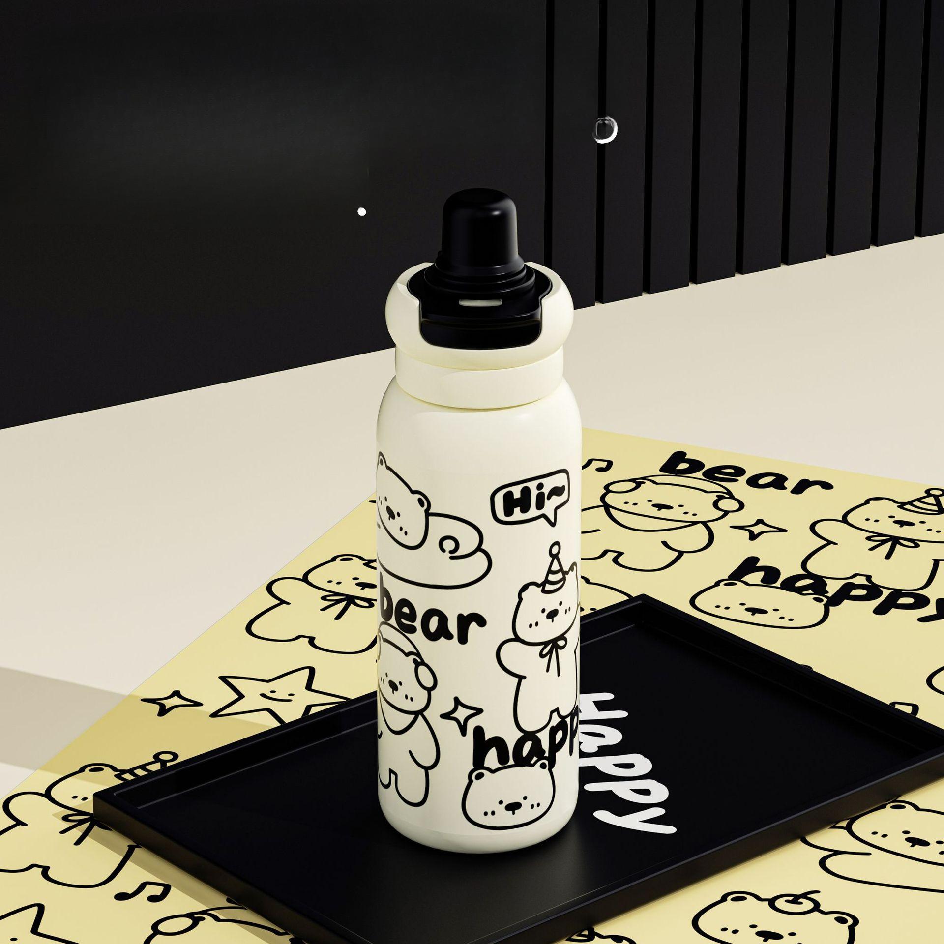 

Термос-чашка Милая девушка Удобный Высокий внешний вид Портативный Бытовая соломинка Подарок на день рождения студента Маленькая чашка для воды Чашка 620ml