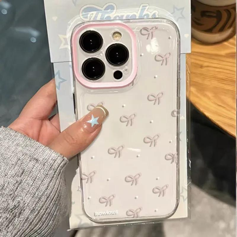 ins Korea Pink Bow Pattern Phone Case Xiaomi 14T 14 12T 13T Pro 12 13 11 Lite 5G Case for Mi Poco X6 X5 X3 F5 F6 M6 Pro Cover