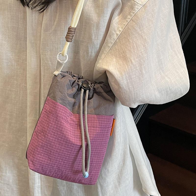 Patchwork Kontrast Kordelzugtaschen, kreative Aufbewahrungstaschen, Damen Umhängetaschen, Crossbody-Taschen, lässige Mode-Taschen