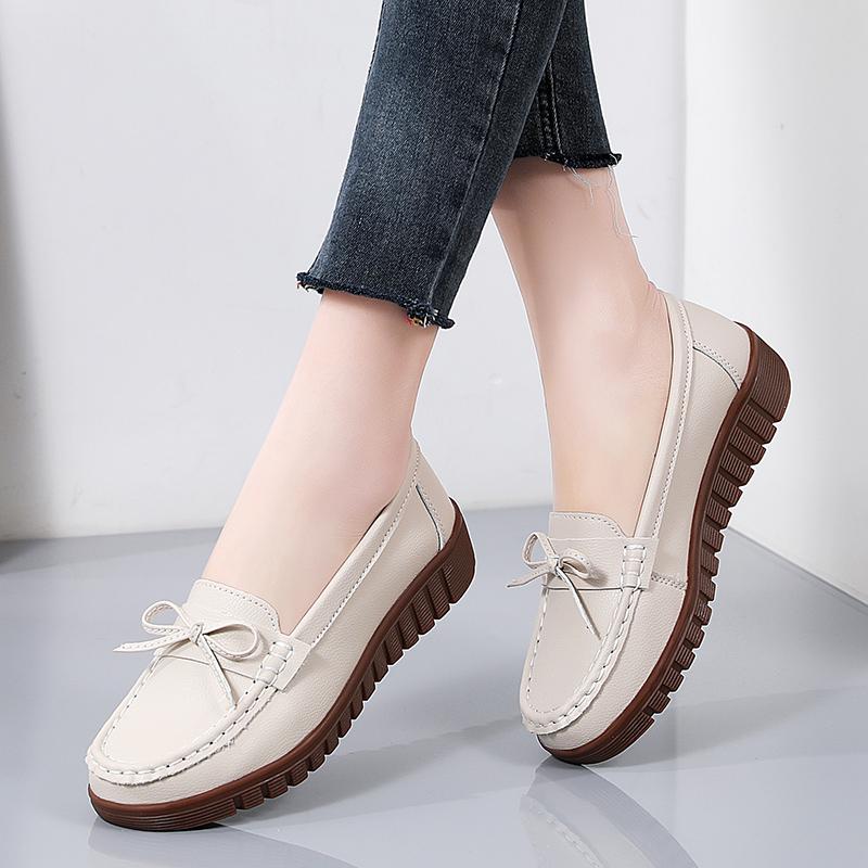 

Обувь Весна и лето нижняя легкая кожаная обувь в Loafu Doudou shoes 35 бежевый