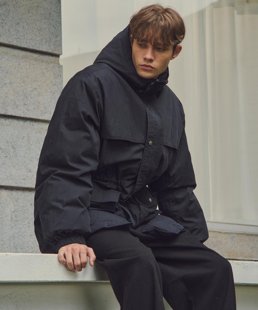 Wednesday Oasis Aerie Comfort Hooded Padded Jacket_Black