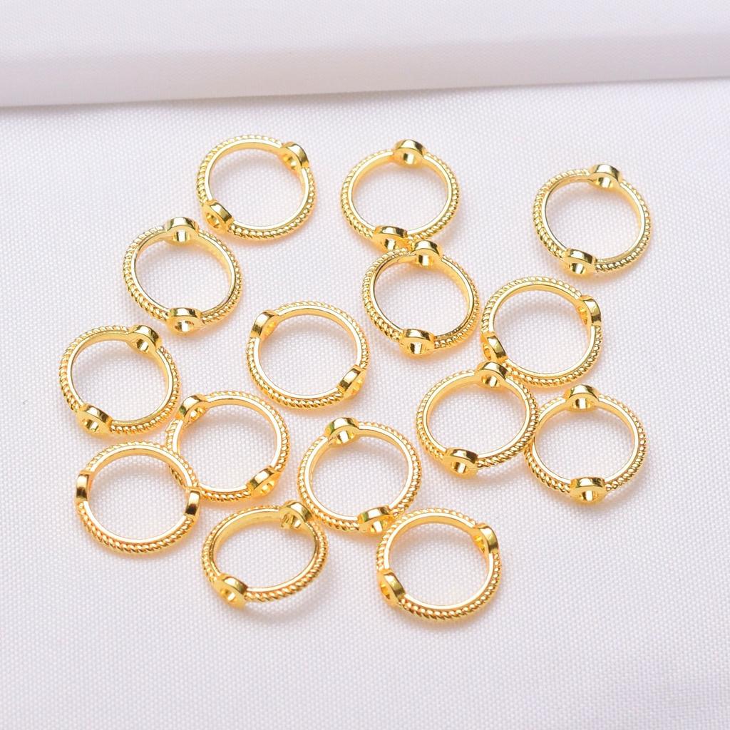 50pcs 14K Gold Bag Color-Preserving Double-Hole Lace Ring Set Bead Diy Handmade Beaded Bag Bead Ring Jewelry Accessories Material