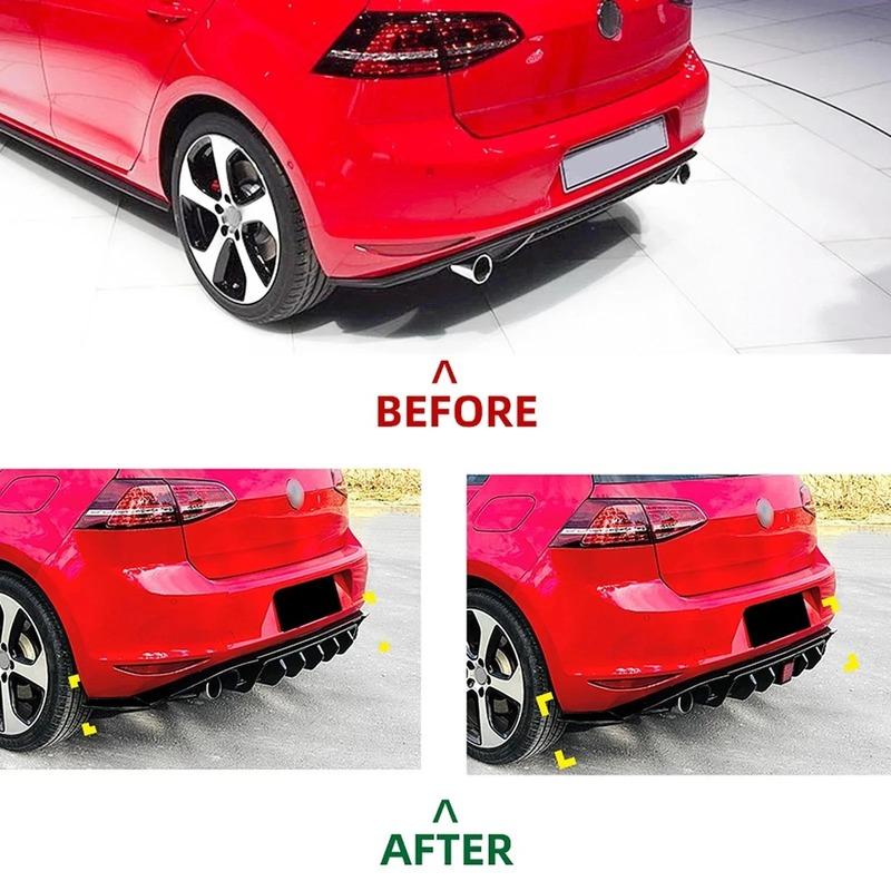 For Volkswagen Golf 7 Standard MK7 GTI GTD 2013-2017 Hatchback Rear Bumper Diffuser Splitter Spoiler with Brake LED Body Kit