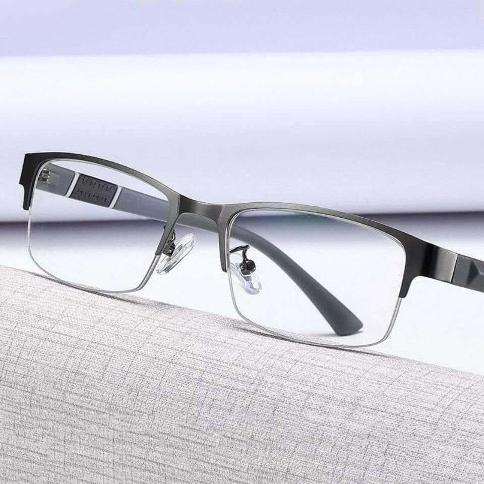 Anti Blue Reading Glasses Men Retro Metal Frame Square Presbyopic Glasses for Business