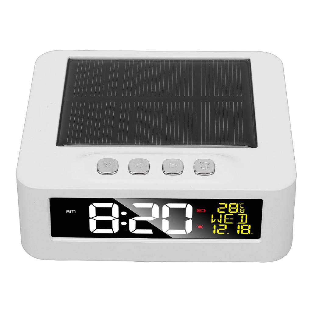 Solar Powered Car Clock 12h 24h Automobile LCD Clock with Data Temperature Display Two Alarms Fatigue Driving Alert for
