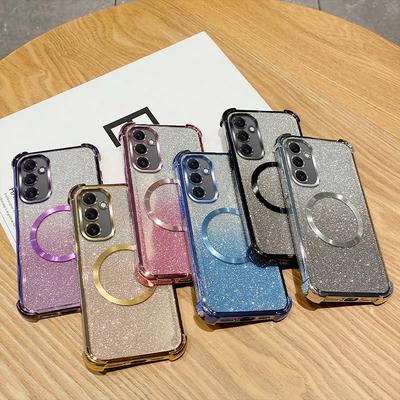 6D-Beschichtung, stoßfest, magnetischer Ring, Glitzer-Telefonhülle für OPPO A40M A40 A60 4G A80 A3X A3 Pro 5G Realme 13 Pro Plus, weiche Abdeckung