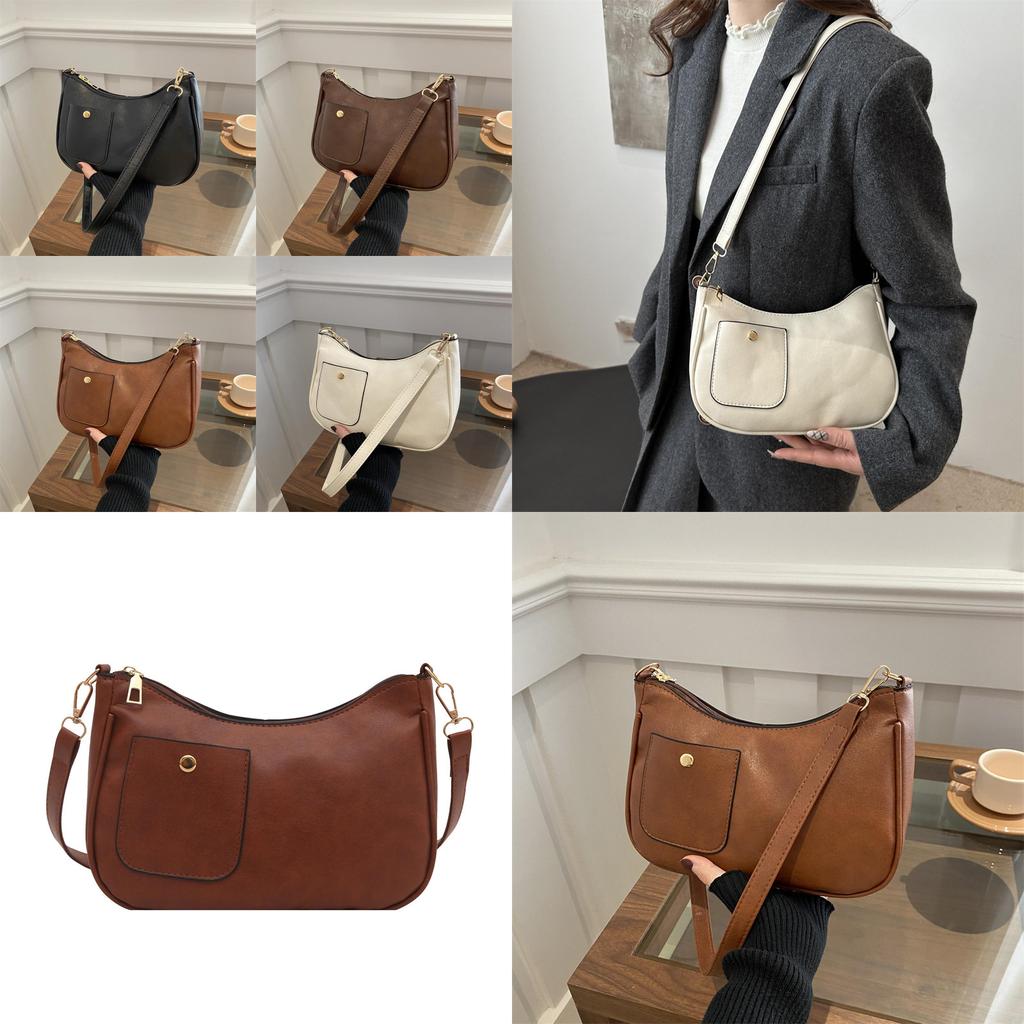 Minimalist Niche Texture Single Shoulder Underarm Bag Crossbody With Zip Closure