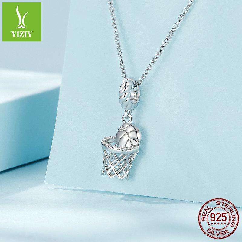 Yinziyun S925 Silber Platin-plattiert 3D Basketball Anhänger für DIY Armbänder