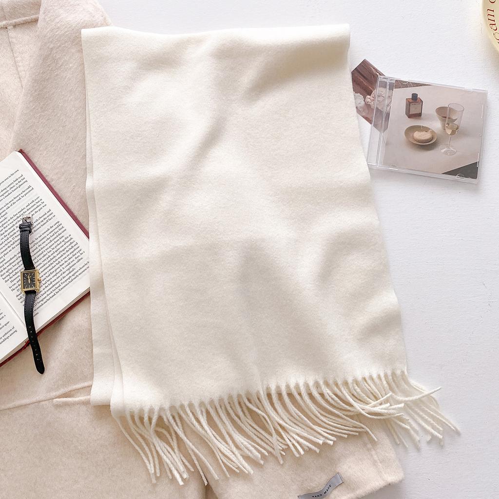 30*180cm Wool Scarf Women Luxury Solid Color Winter Warm Fashion Scarves Tassel Shawls Pashmina Lady Soft Wraps