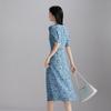 SOFSIL 2026 Summer French Elegant Floral Silk Midi Dress