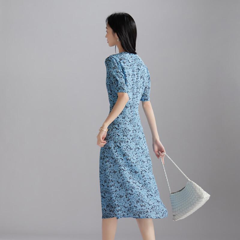 SOFSIL 2026 Summer French Elegant Floral Silk Midi Dress