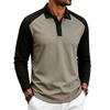 Herren American Style Lockerer Farbblock Casual Umlegekragen Langarm Golf Poloshirt