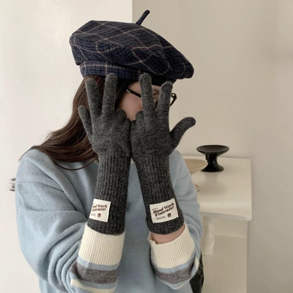 One Size Open Tip Touch Screen Gloves Long Solid Color Five Finger Gloves  Cycling Gloves