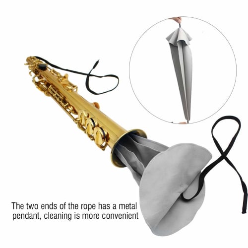 Reusable, Absorbent Cleaning Swab for Wind Instruments, Including Saxophone, Alto, Tenor Saxophone, and Flutes. Gray Saxophone Maintenance Tool.