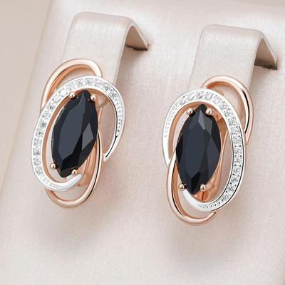 Geometrische Schwarz Zirkon Gold Silber Farbe Tropfen Ohrringe Persönlichkeit Frauen Ohrringe Schmuck Party Täglichen Mode Zubehör