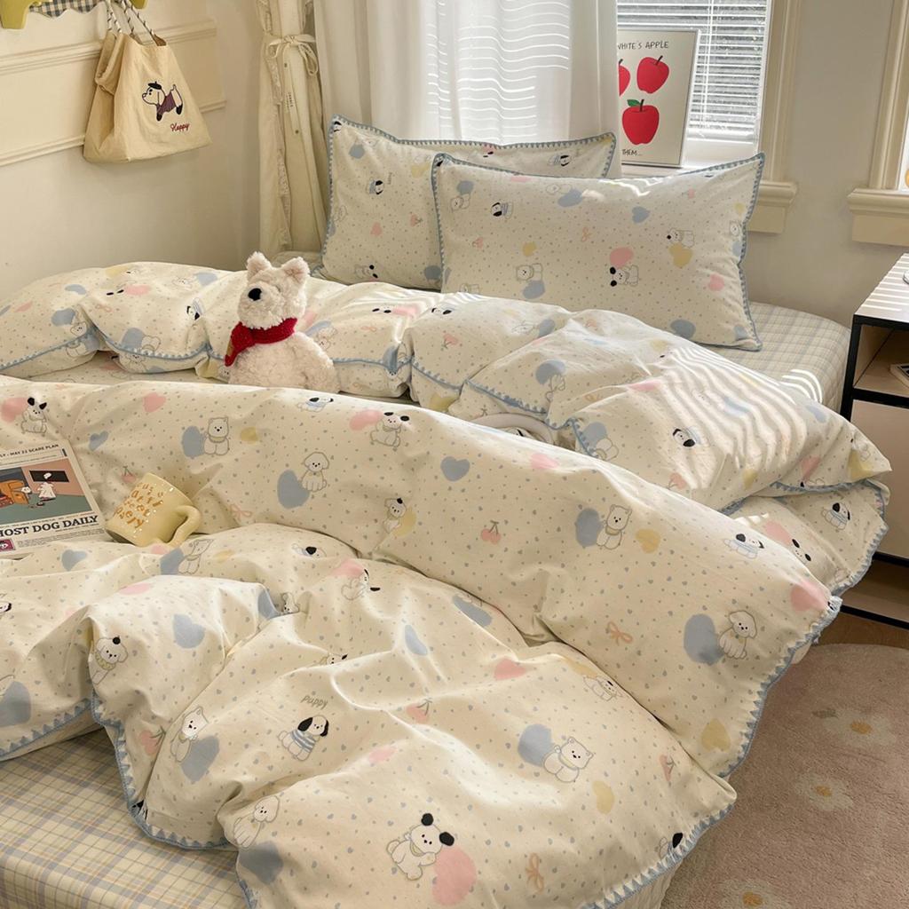 Fresh Spring/Autumn Cotton Girlish Bedding: 3-Piece Duvet Cover and Sheet Set, All-Season Comfort