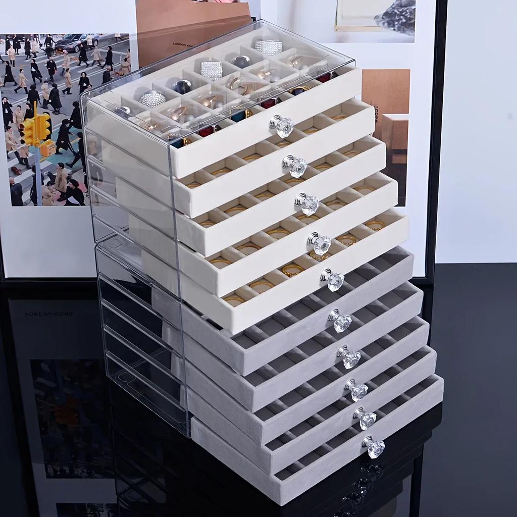 New Transparent Home Desktop 5-Tier Countertop Drawer Jewelry Box Storage Box Earring Storage Box, Jewelry Boxes