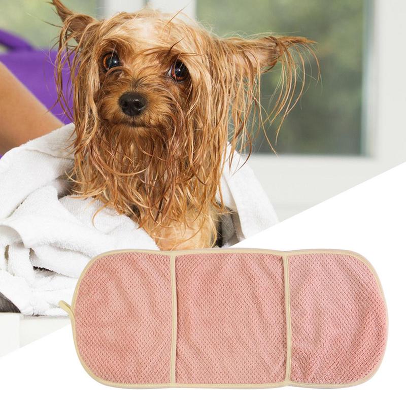 Dry Pet Grooming Towel Absorbent Dog Towel Pet Bath Washcloth Ultra Absorbent Microfiber Comfortable Hand Pockets Washable