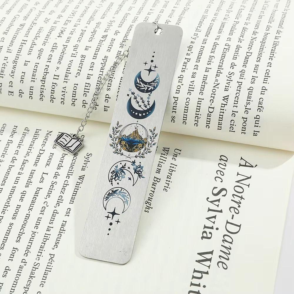 2025 Moon Pattern Book Mark Personalized Stainless Steel Book Loves Stationery Page-Marking Embellished Book Accessory