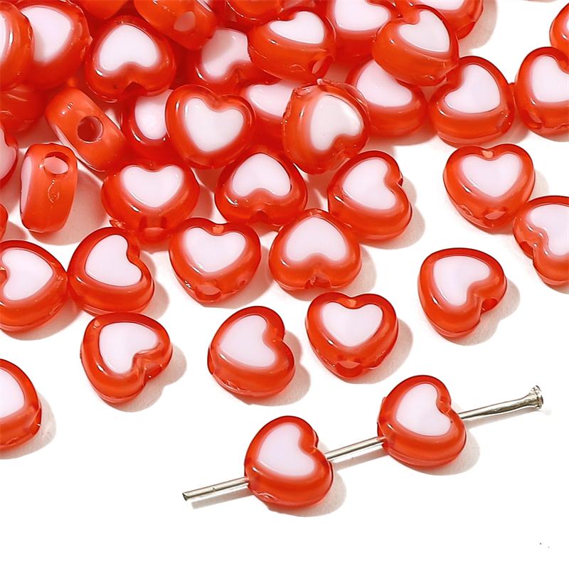 30Pcs Acrylic Heart Shape Beads Loose Spacer Beads for Jewelry Making DIY Bracelets Necklace